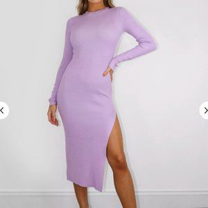 Missguided Lilac Knit Crew Neck Midi Dress